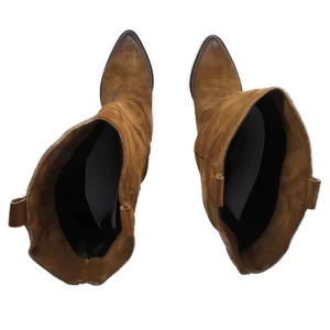 Stivali Con Tacco | Stivali Texani | Personal Stivali Texani Camperos Arricciati con tacco "EMILY" - Camoscio Cuoio