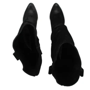 Stivali Con Tacco | Stivali Texani | Personal Stivali Texani Camperos Arricciati con tacco "EMILY" - Camoscio Nero