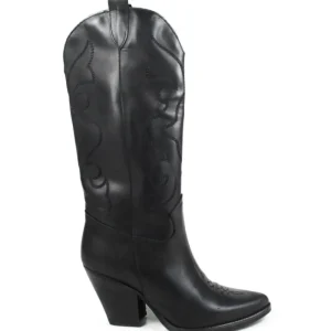 Stivali Con Tacco | Stivali Texani | Personal Stivali Texani Camperos Ricamati con tacco "Leyla" - Nero