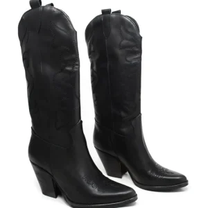 Stivali Con Tacco | Stivali Texani | Personal Stivali Texani Camperos Ricamati con tacco "Leyla" - Nero