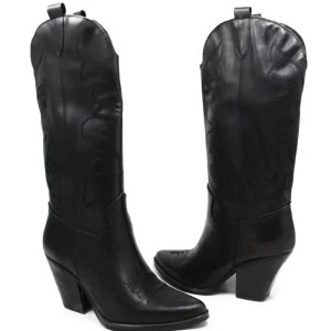 Stivali Con Tacco | Stivali Texani | Personal Stivali Texani Camperos Ricamati con tacco "Leyla" - Nero