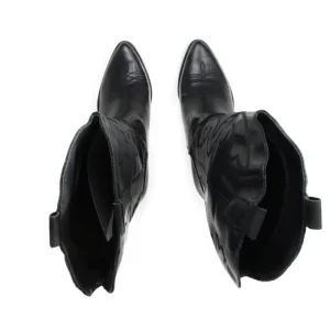 Stivali Con Tacco | Stivali Texani | Personal Stivali Texani Camperos Ricamati con tacco "Leyla" - Nero