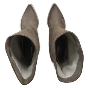 Stivali Con Tacco | Stivali Estivi | Personal Stivali Texani Estivi con Bavero Risvolto e Borchie "Dayane" - Camoscio Taupe