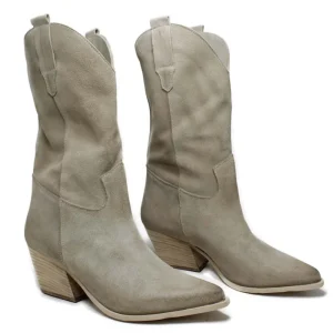 Stivali Con Tacco | Stivali Estivi | Personal Stivali Texani Sfoderati in Pelle Scamosciata "TAIS" - Beige