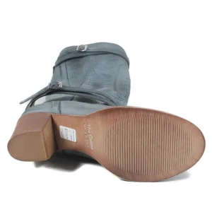 Stivali Con Tacco | Stivali Estivi | In Time Stivali Traforati con Cinturini e Tacco Medio "Keli" - Nabuk Jeans