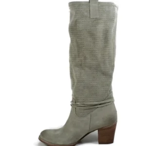 Stivali Con Tacco | Stivali Estivi | In Time Stivali Traforati in Camoscio con Tacco "5020" - Taupe