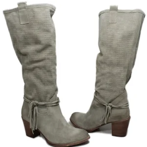 Stivali Con Tacco | Stivali Estivi | In Time Stivali Traforati in Camoscio con Tacco "5020" - Taupe